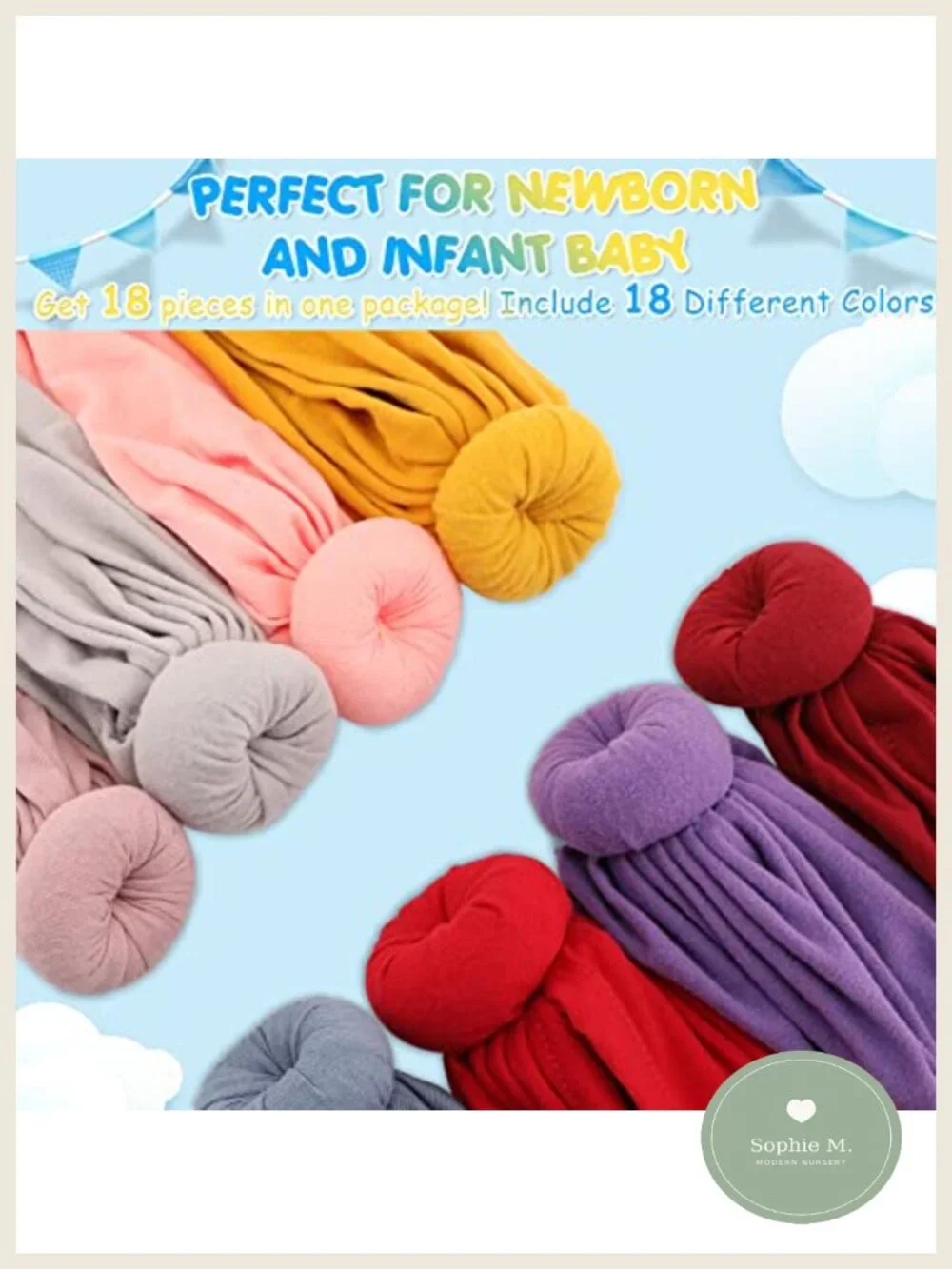Baby Turban Hat Set 18 Pack Knot Headwrap Newborn Photography Prop